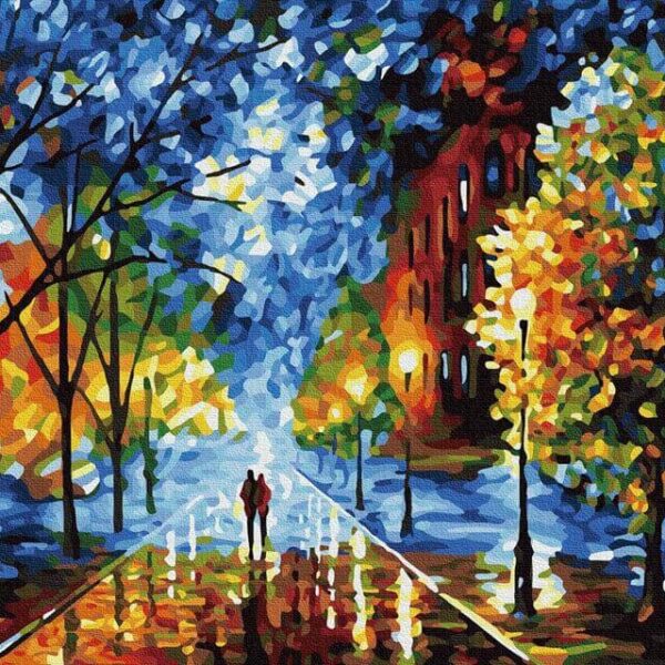 Leonid Afremov seta a lampaoszlopok alatt festes szamok szerint 2