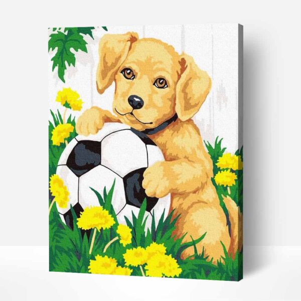 kiskutya labdaval szamfesto gyerekeknek 1