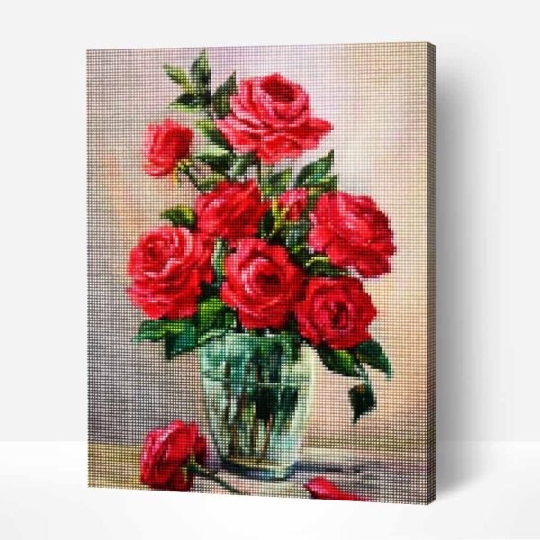 voros rozsa csendelet gyemantszemes kirako