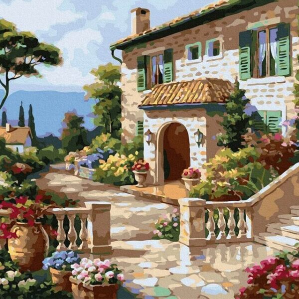 mediterrán ház festés számok szerint számfestő kerettel 40x50 (2)
