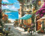 romantikus tengerparti város számfestő festés számok szerint 40x50 cm (2)