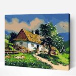 házikó a hegyekben számfestő kerettel festés számok szerint (1)