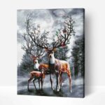 szarvas család gyémántszemes kirakó kerettel