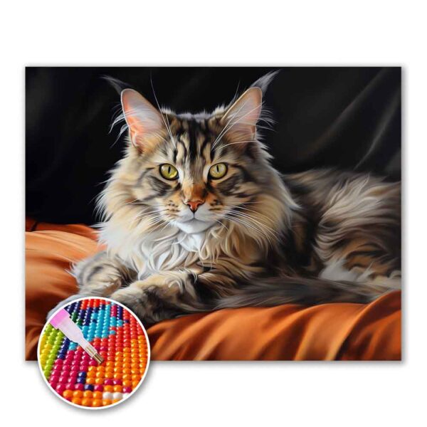 Maine Coon Macska Gyémántszemes Kirakó (1)