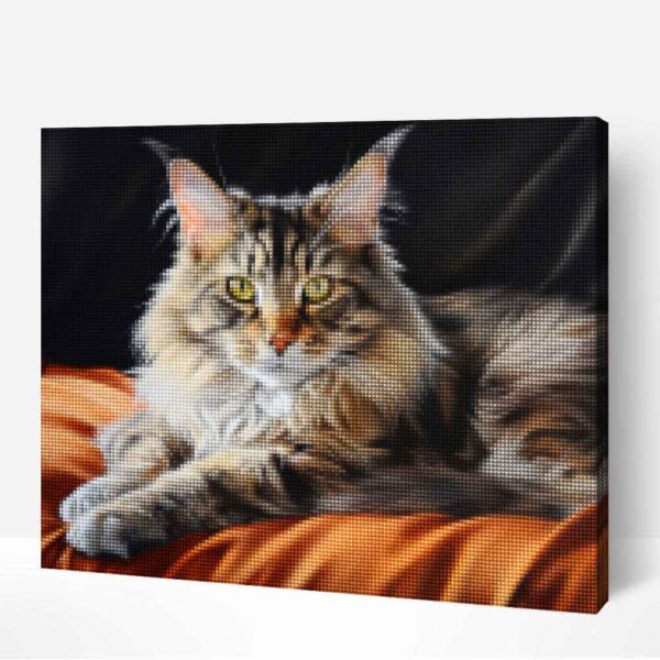 Maine Coon Macska Gyémántszemes Kirakó