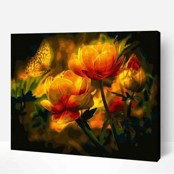 Az Élet Körforgása virág pillangó csendélet számfestő (1)