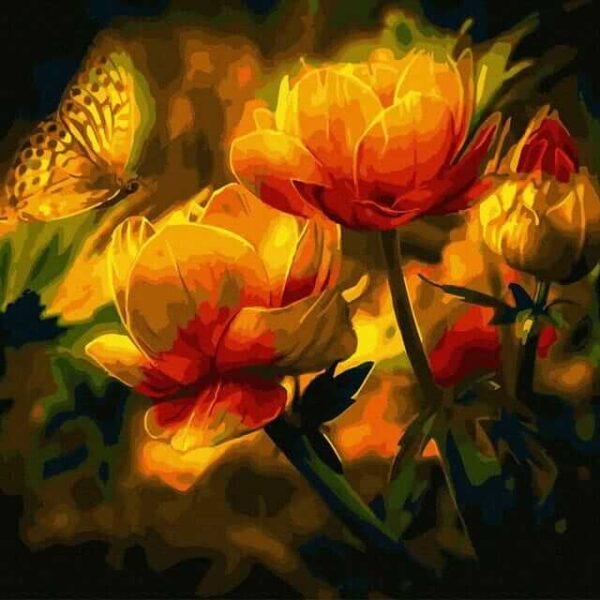 Az Élet Körforgása virág pillangó csendélet számfestő (2)