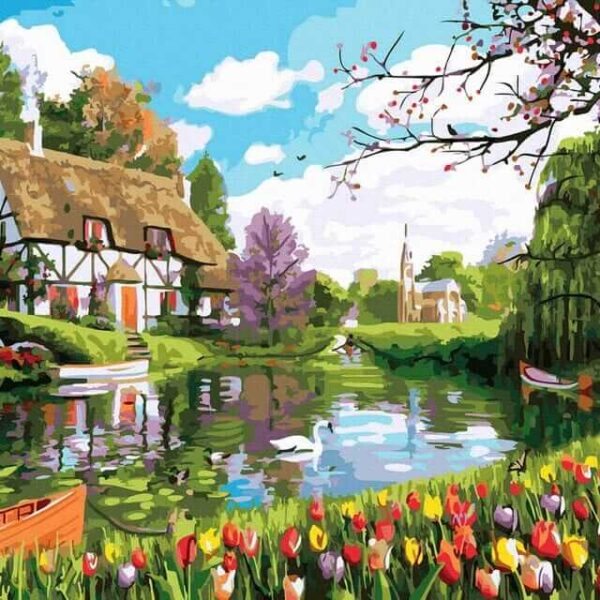 Holland Falu ház tulipán számfestő (2)