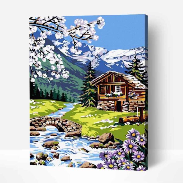 a tavasz ébredése tájkép számfestő kerettel