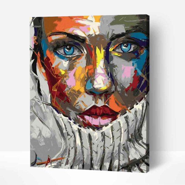 Egy Nő Tekintete Absztrakt Női Portré Számfestő (1)