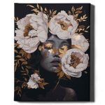 aranyban pompázó pünkösdi rózsák női portré számfestő készlet kerettel