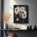 aranyban pompázó pünkösdi rózsák női portré számfestő készlet kerettel (3)