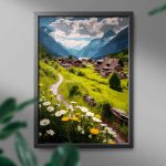 egy falu a hegyekben számfestő készlet kerettel (2)