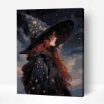 egy nő és a csillagok számfestő készlet kerettel (1)