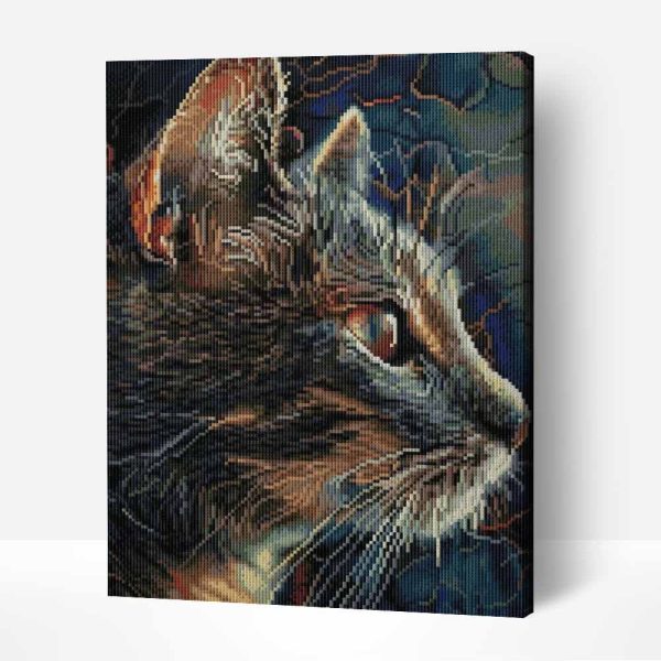 szürke macska keretre feszített gyémántszemes kirakó (1)