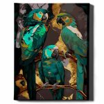 zöld ara papagályok arany festékkel számfestő kerettel (2)