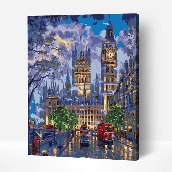 London Éjjel Big Ben számfestő készlet kerettel