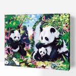 Panda Család számfestő készlet keretre feszített vászonnal