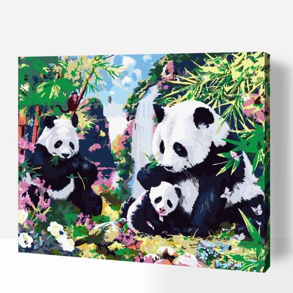 Panda Család számfestő készlet keretre feszített vászonnal