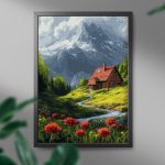 egy ház a réten számfestő kerettel (4)