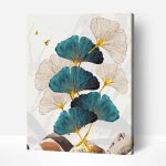 fehér és kék virágok arany festékkel számfestő (1)