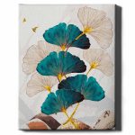 fehér és kék virágok arany festékkel számfestő (3)