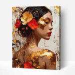 aranyló elegancia női portré arany festékekkel számfestő (1)