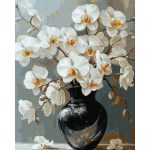 fehér orchidea csendélet fekete vázában számfestő (2)