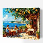 mediterrán étterem a citromfák árnyékában számfestő készlet kerettel 40x50 cm (1)