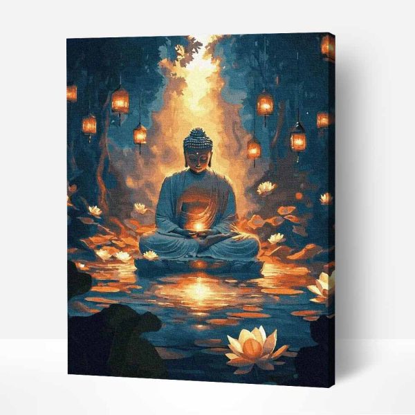 buddha lótuszokkal számfestő (1)