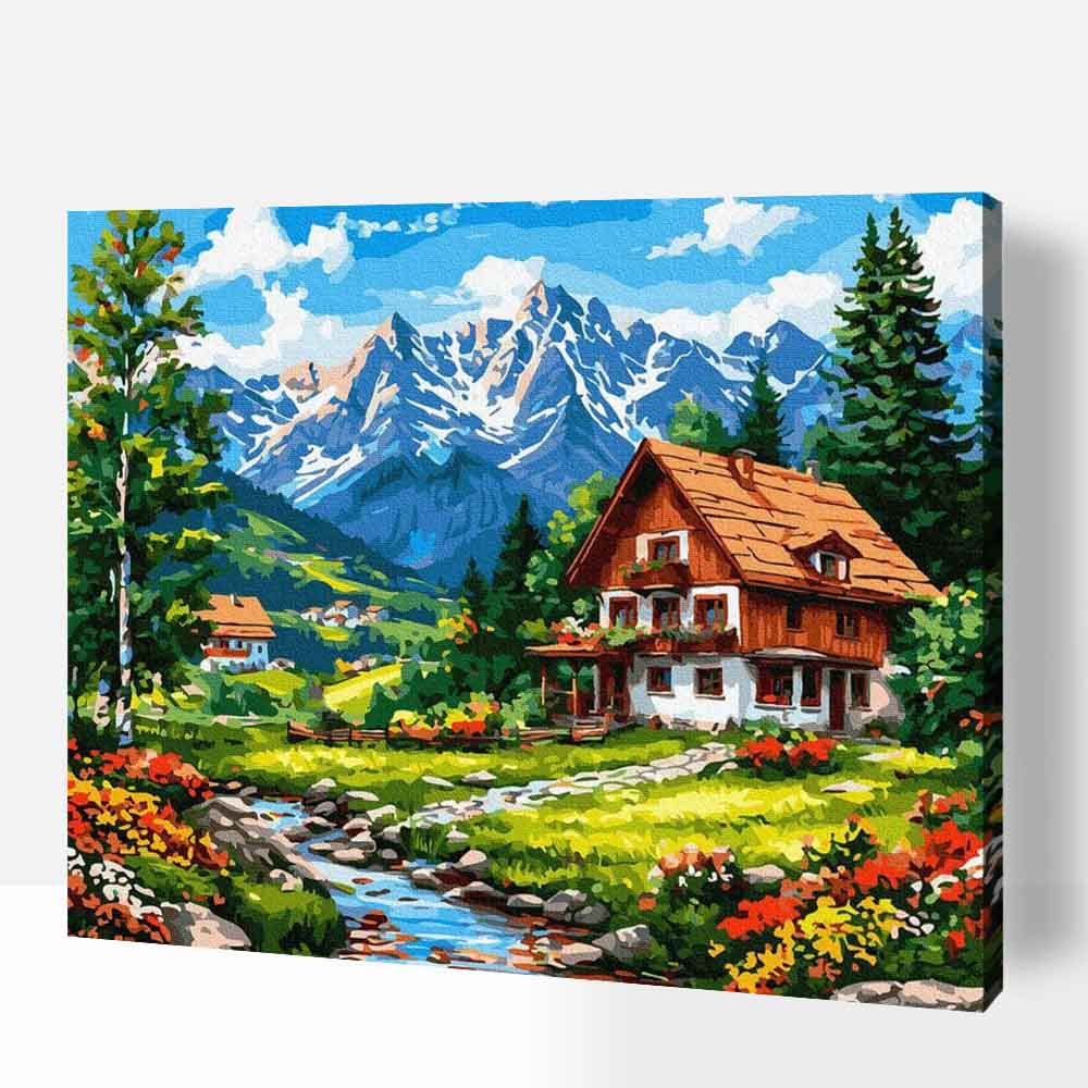 menedék faház hegy tájkép számfestő kerettel (1) menedék faház hegy tájkép számfestő kerettel (1)