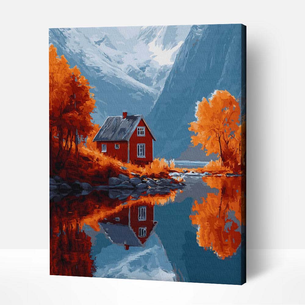 ősz norvégiában tájkép számfestő (1)