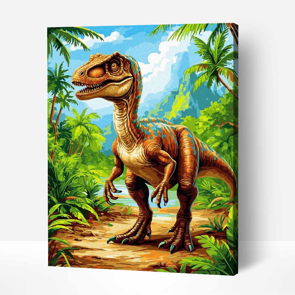 Velociraptor Festés Számok Szerint Keretre feszítve (1)